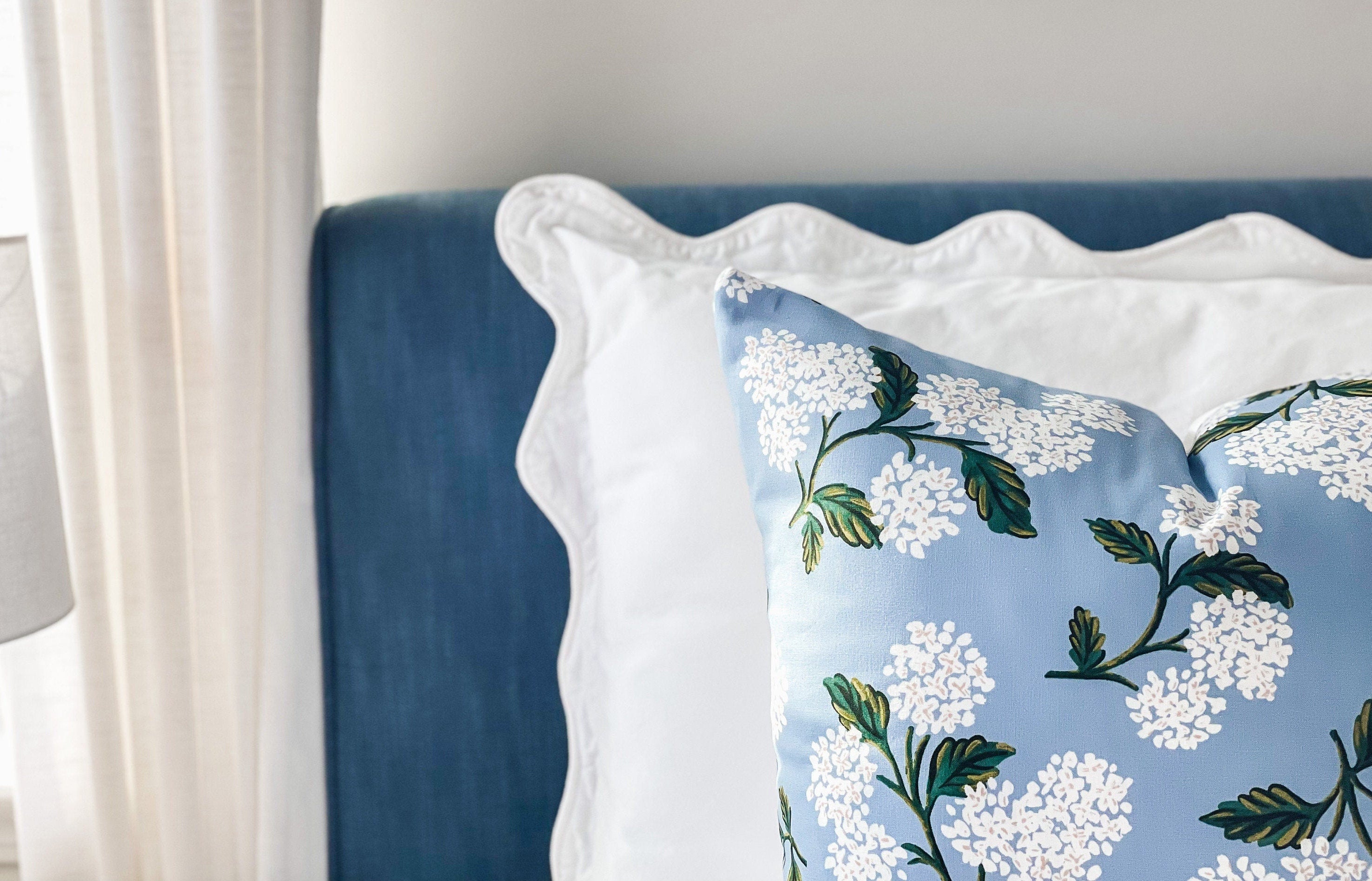 Rifle Paper Co. Blue Hydrangea Floral Pillow Cover -  Farmhouse Decor