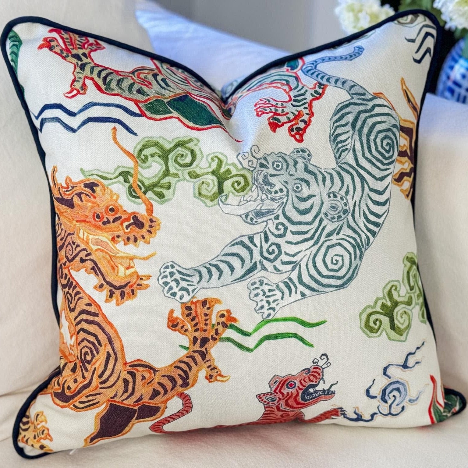 Chinoiserie Throw Pillow Covers | Blue & White | PHD