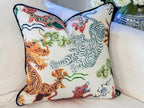 Hamilton Himalaya Natural Tigers & Dragons Pillow Cover - Chinoiserie Decor