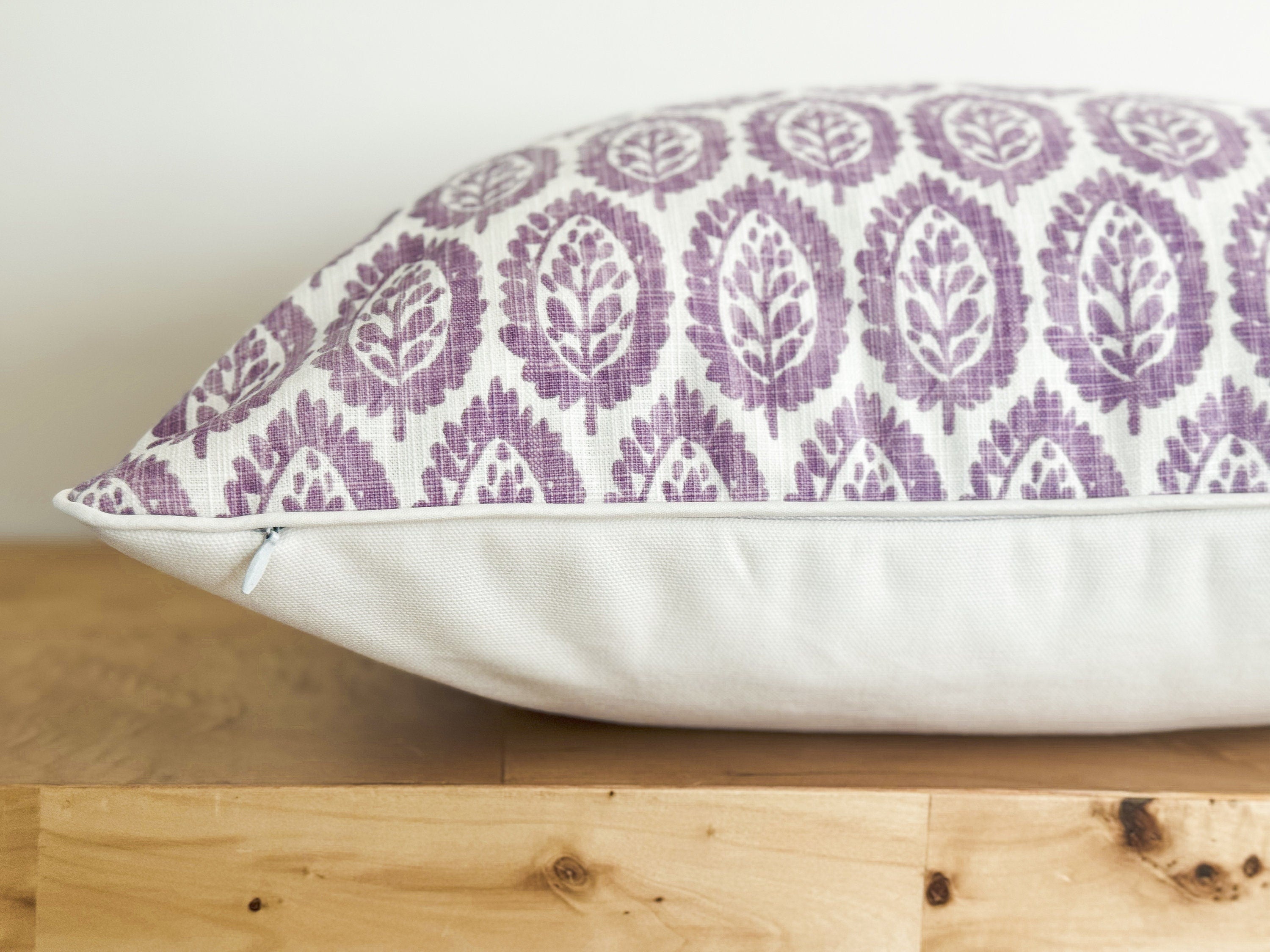 Purple Paisley Floral Block Print Pillow Cover - Farmhouse Decor