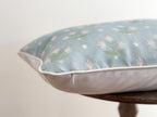 Danika Herrick Thistle Blue Floral Block Print Pillow Cover - Grandmillenial Decor