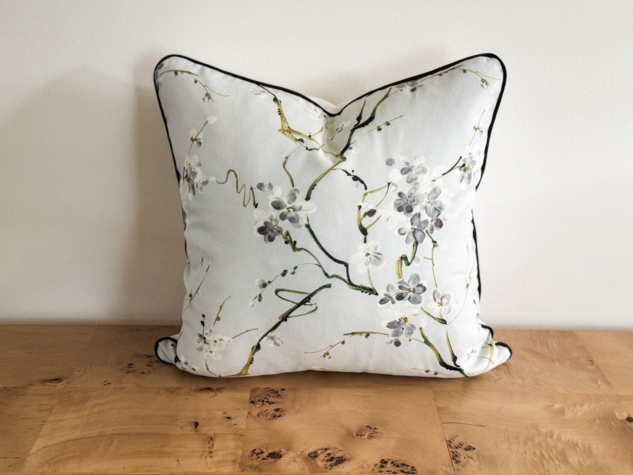Chintz Cherry Blossom Floral Pillow Cover - Chinoiserie Decor