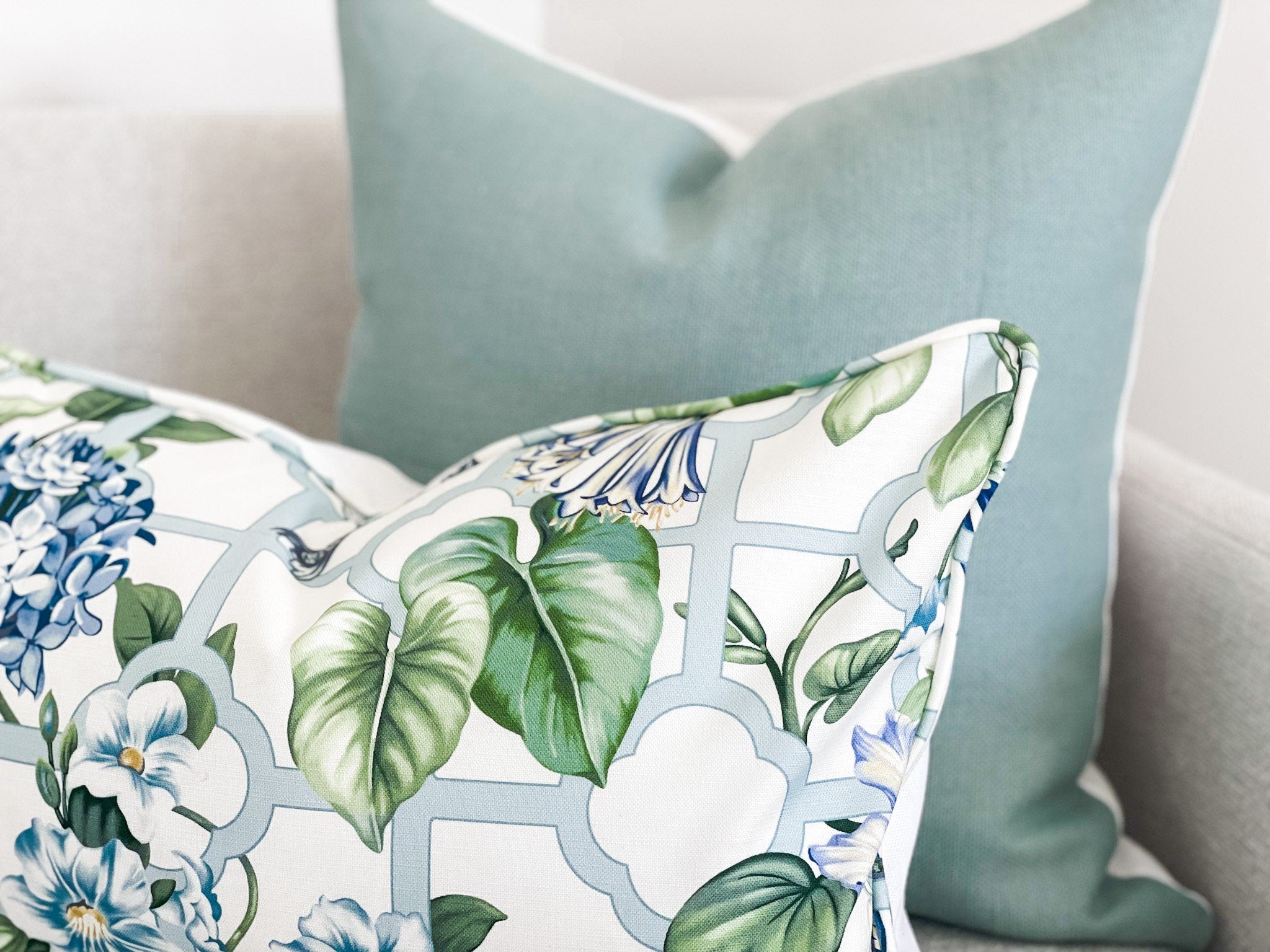 Ocean Sage Linen Pillow Cover - 12x22 Light Green Throw Pillow