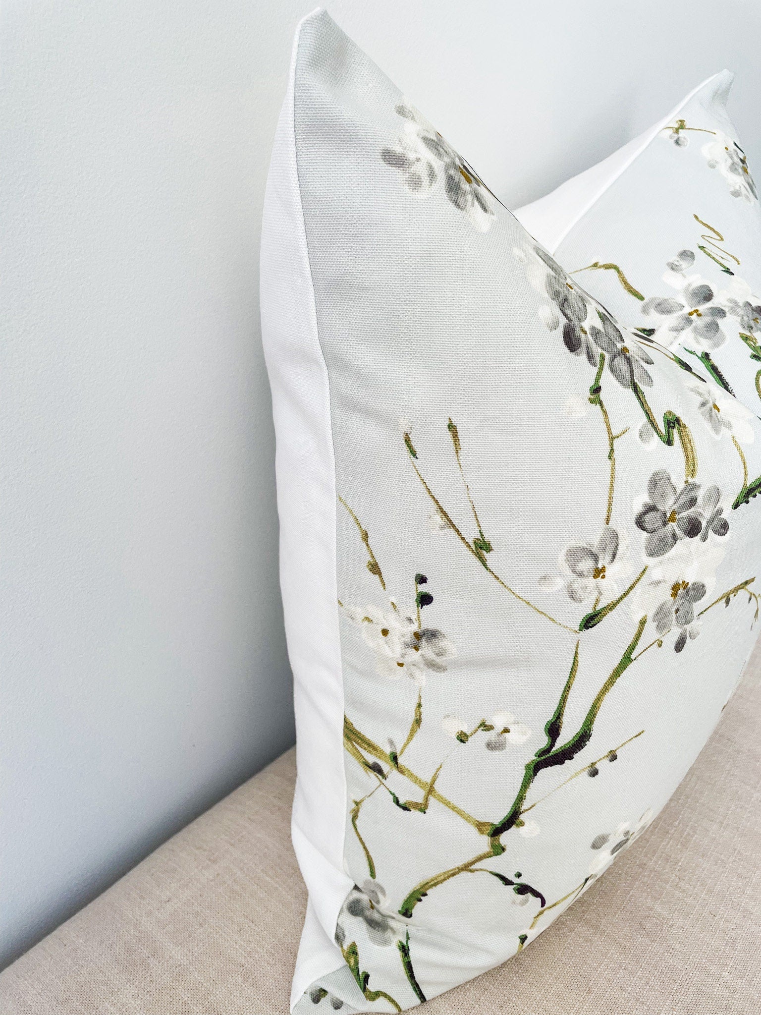 Chintz Cherry Blossom Floral Pillow Cover - Chinoiserie Decor