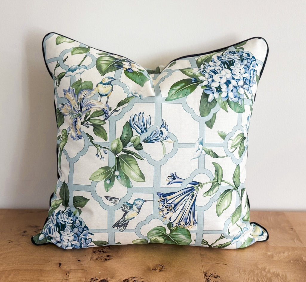 Treillage Serene Sky Floral Pillow Cover - Grandmillenial Decor