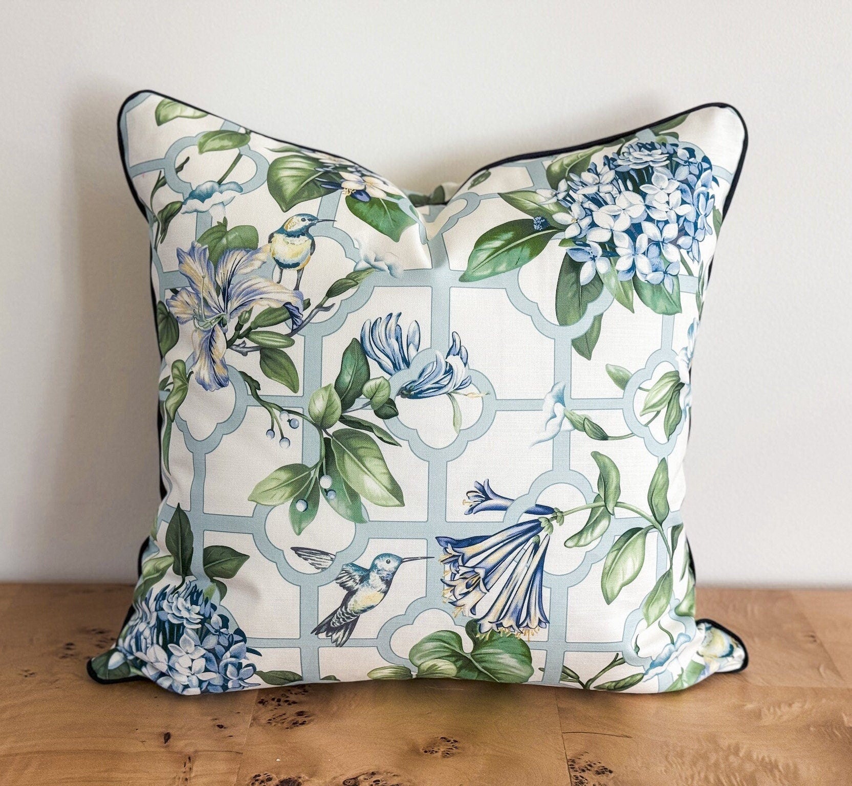 Treillage Serene Sky Floral Pillow Cover - Grandmillenial Decor
