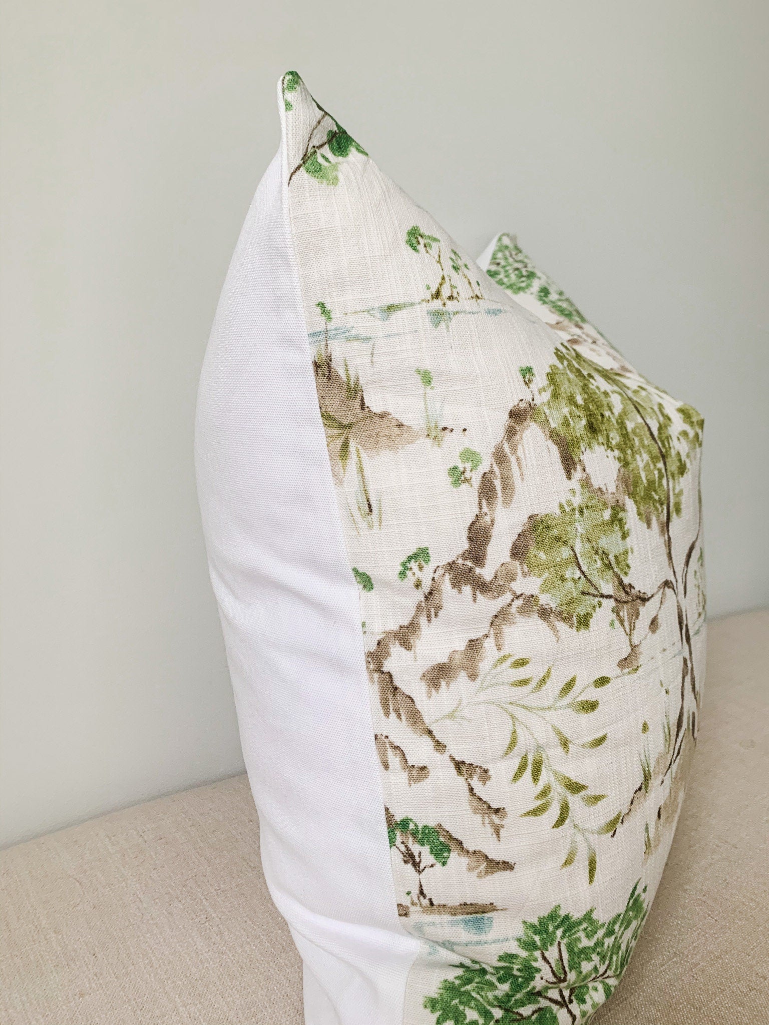 Ballard Glenna Beige Toile Pillow Cover - Chinoiserie Decor