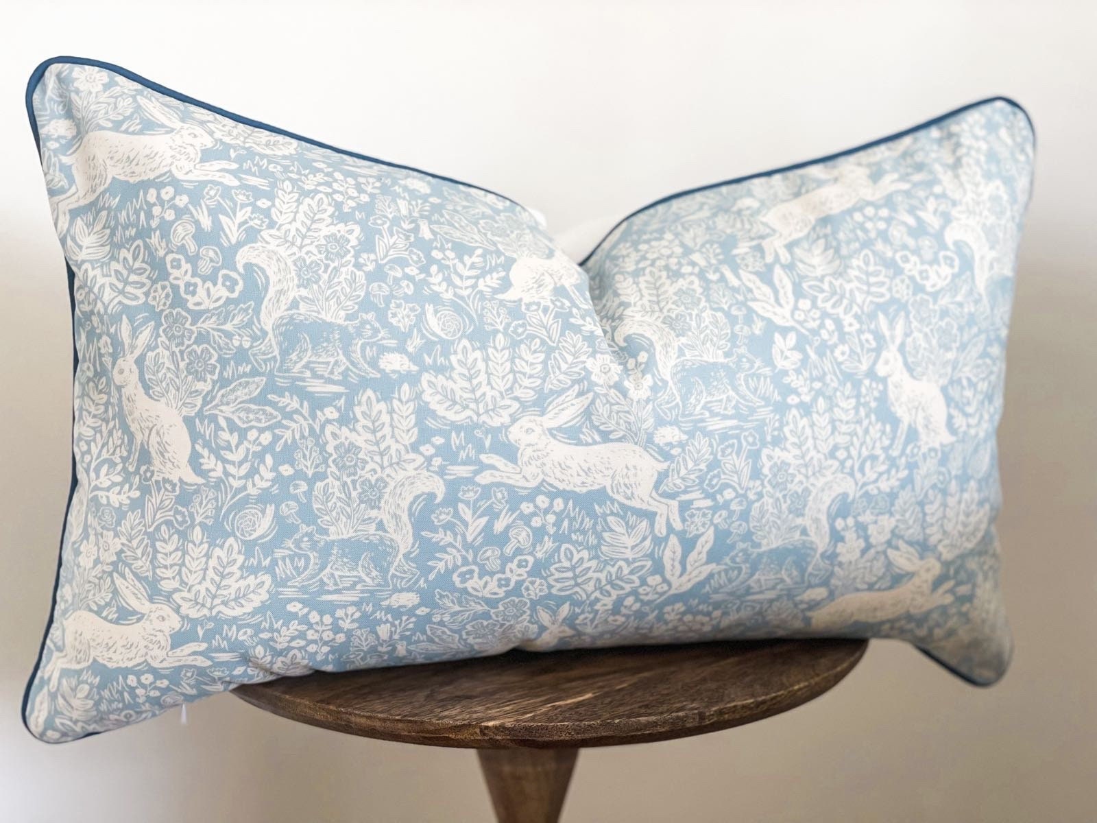 Rifle Paper Co Blue Wildwood Fable Floral Bunny Pillow Cover - Farmhouse Decor
