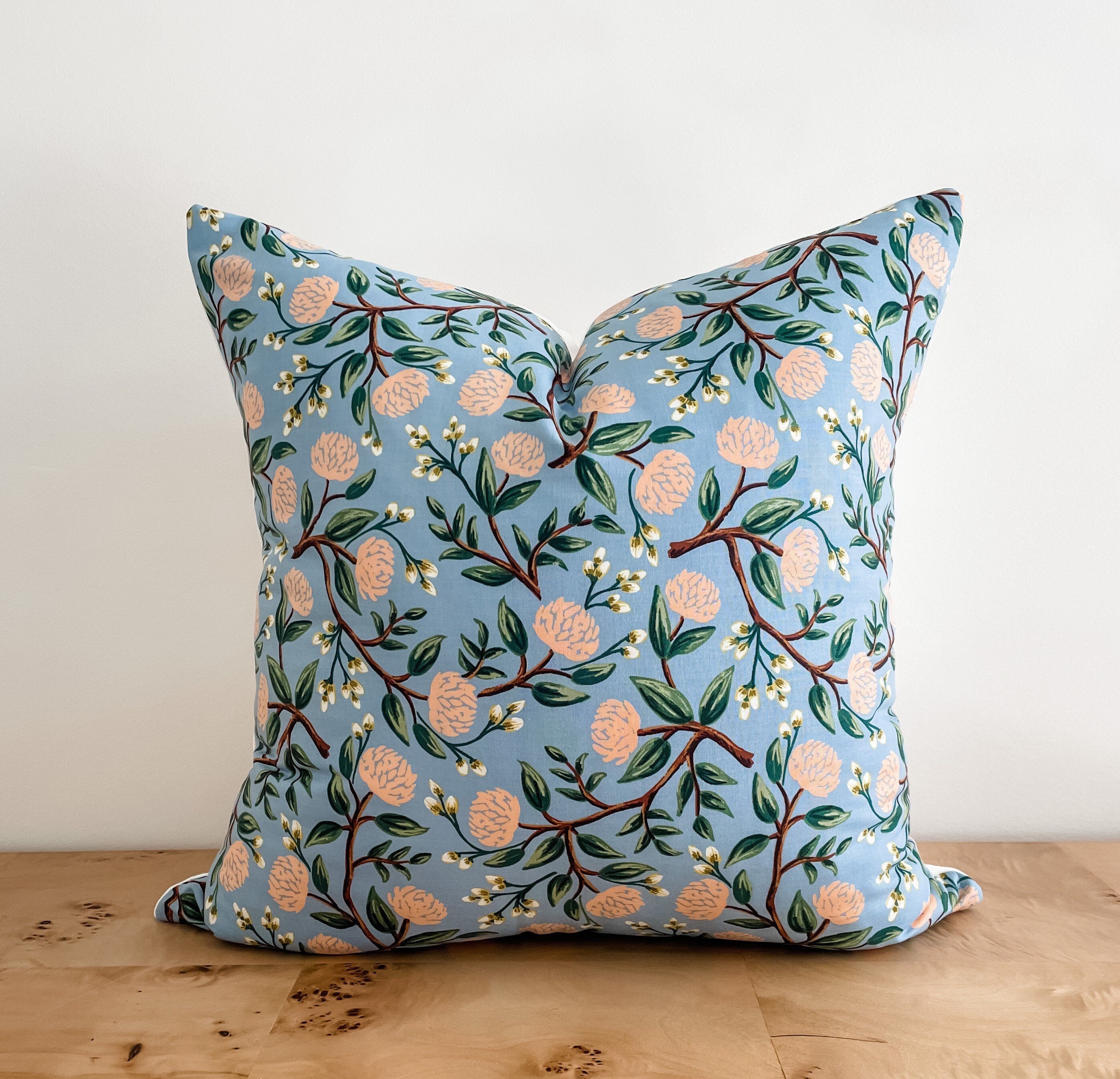 Rifle Paper Co. Blue Wildwood Peony Floral Pillow Cover - Farmhouse Decor