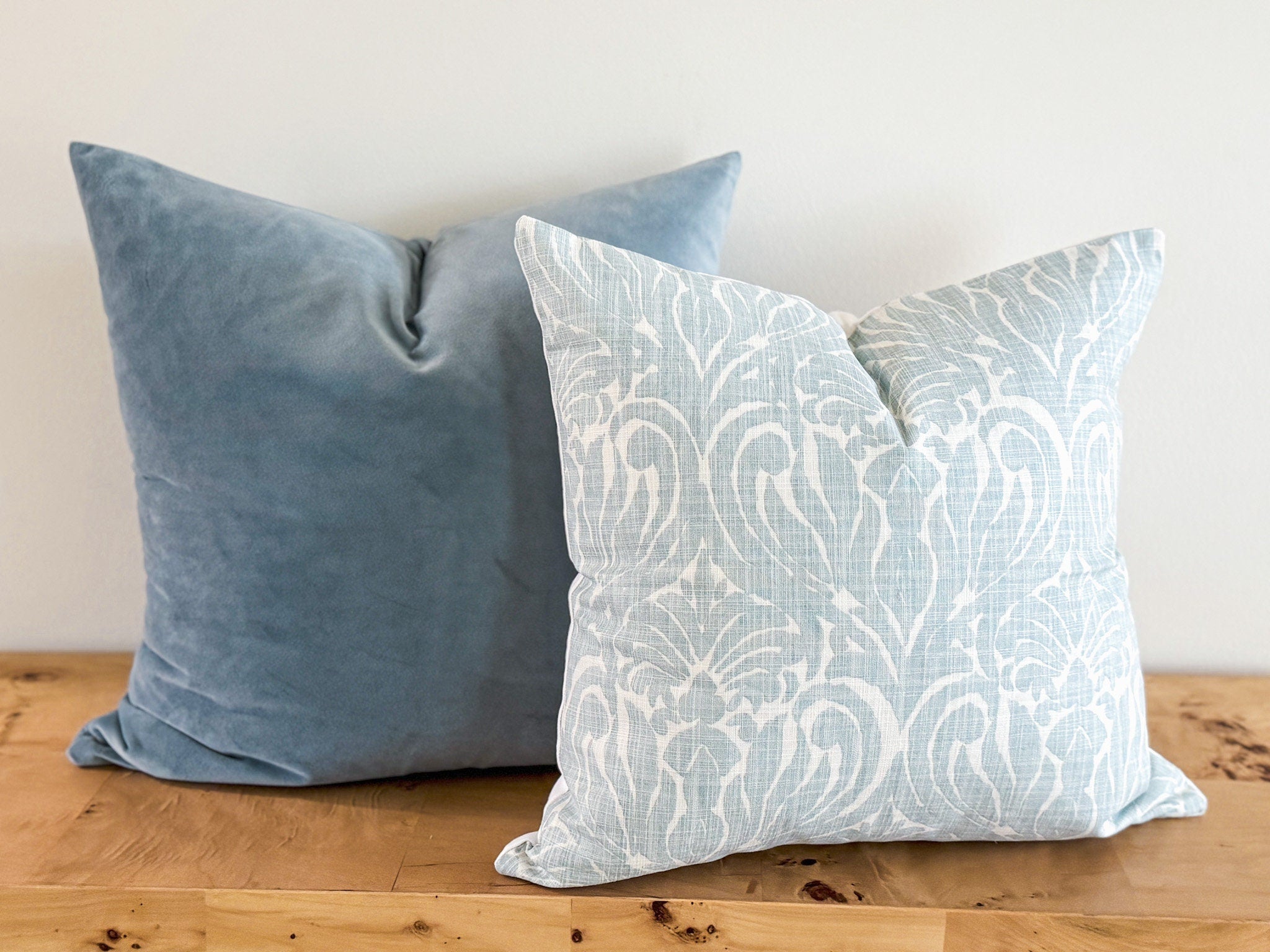 Blue Paisley Floral Pillow Cover - Modern Farmhouse Decor