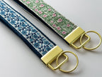 Embroidered Floral Trim Keychain - Gold Wristlet Key Fob