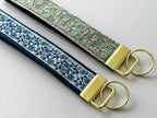 Embroidered Floral Trim Keychain - Gold Wristlet Key Fob