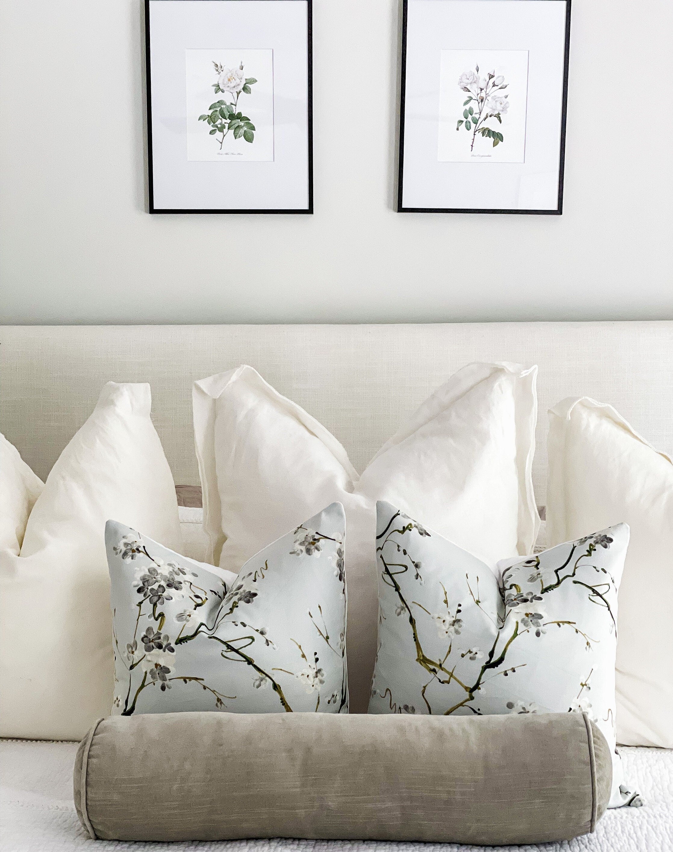 Chintz Cherry Blossom Floral Pillow Cover - Chinoiserie Decor