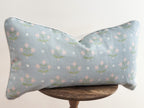 Danika Herrick Thistle Blue Floral Block Print Pillow Cover - Grandmillenial Decor