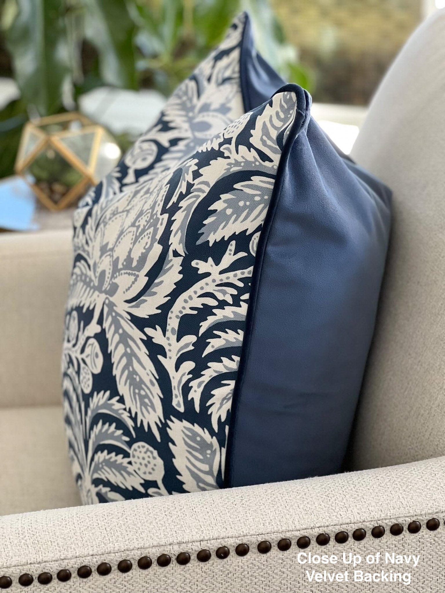 Serena and Lily Vintage Indigo Artichoke Floral Pillow Cover - Coastal Grandmillennial Decor