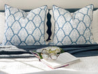 Danika Herrick Blue Scallop Paisley Pillow Cover - Coastal Grandmillennial Decor