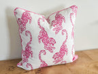 Pink Jaguar Block Print Pillow Cover - Chinoiserie Decor