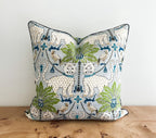 Happy Jaguar Indoor Outdoor Tropical Pillow Cover - Chinoiserie Grandmillennial Decor