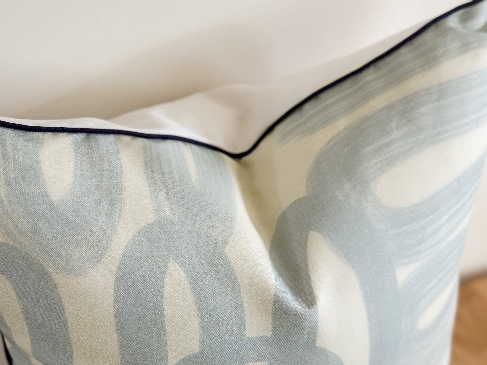 Danika Herrick Blue Squiggle Abstract Pillow Cover - Grandmillennial Decor