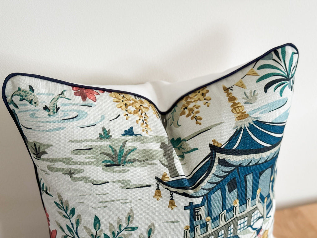 Teahouse Slate Pillow Cover - Chinoiserie Decor