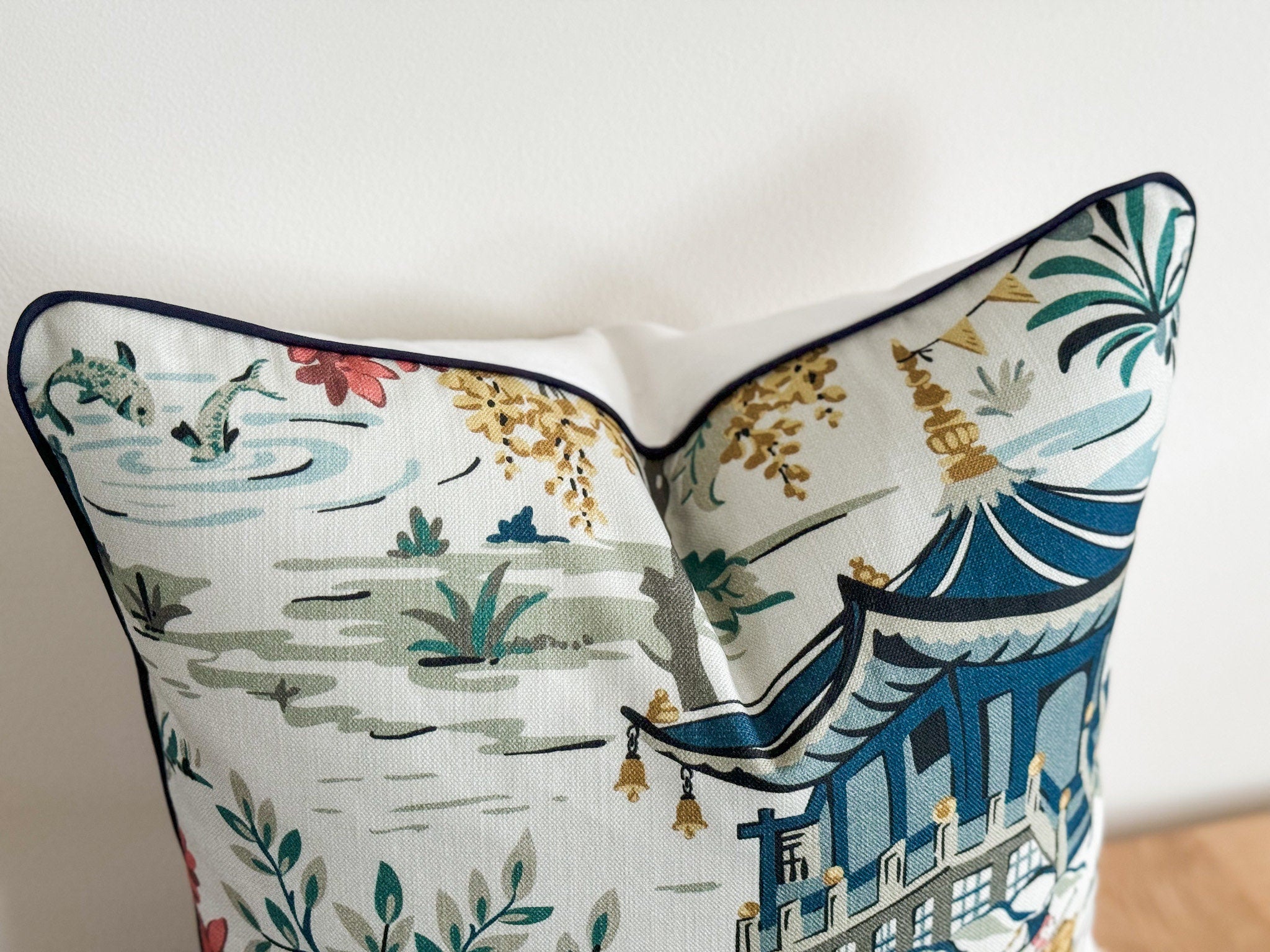 Teahouse Slate Pillow Cover - Chinoiserie Decor