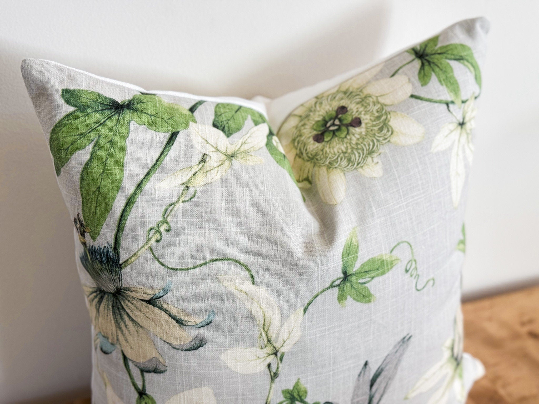 Ballard Design Lottie Gray Floral Pillow Cover - Grandmillenial Decor
