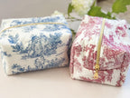 Toile Makeup Bag, Quilted Cosmetic Bag, Floral Toiletry Bag Women, Quilted Travel Bag, Boxy Makeup Bag, Grandmillenial