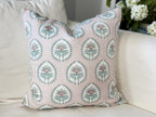 Danika Herrick PINK Daphne Floral Block Print Pillow Cover - Grandmillenial Decor