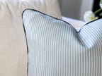 Danika Herrick Blue Tiny Ticking Stripe Pillow Cover - Grandmillenial Farmhouse Decor