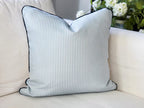 Danika Herrick Blue Tiny Ticking Stripe Pillow Cover - Grandmillenial Farmhouse Decor