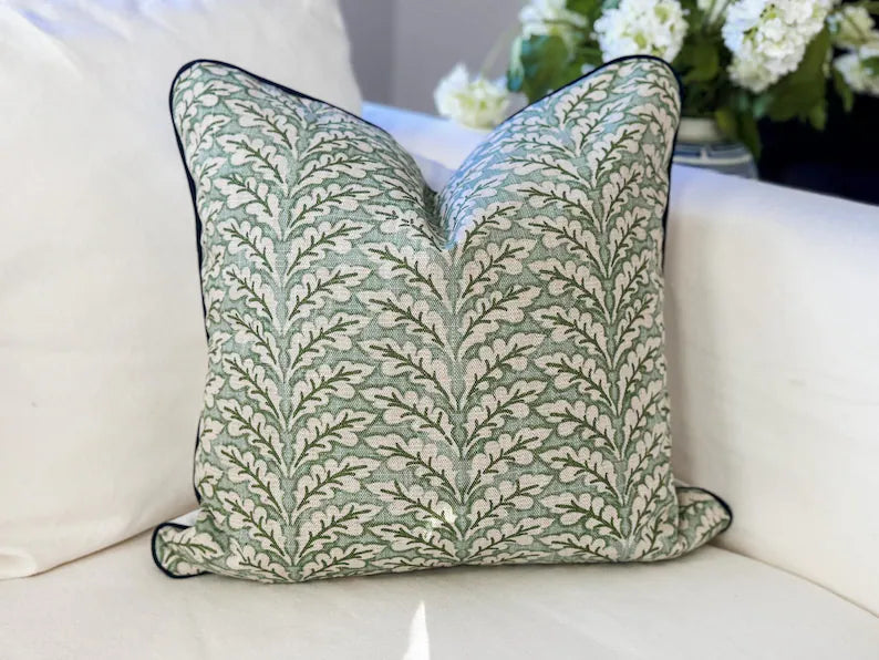 Blooming Green Leaf Pillow Cover - Grandmillennial Decor