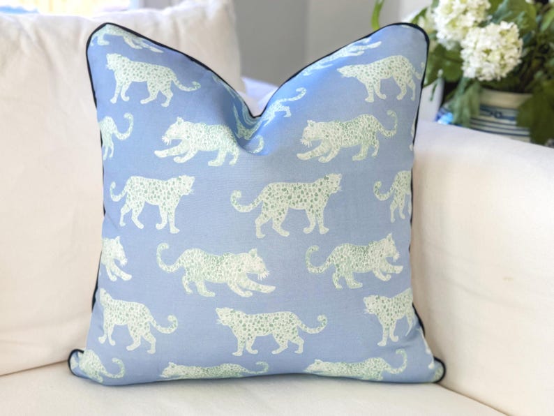 Danika Herrick Green Jaguar Animal Print Pillow Cover - Grandmillennial Decor