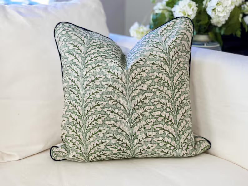 Blooming Green Leaf Pillow Cover - Grandmillennial Decor
