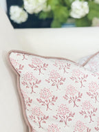 Whitney English Pink Willoughby Block Print Pillow corner