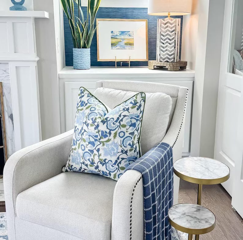 Serena & Lily Cassis Linen Pillow Cover - Coastal Grandmillenial Decor