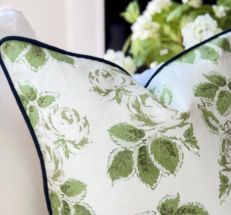 Whitney English Soft White Woodland Rose Floral Pillow Cover - Grandmillenial Decor