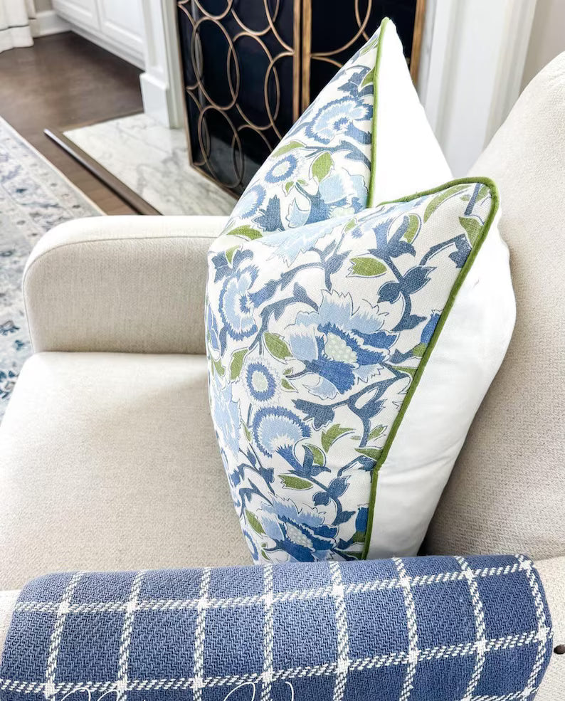 Serena & Lily Cassis Linen Pillow Cover - Coastal Grandmillenial Decor