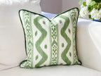 Whitney English Mariah Green and Cream Ikat Pillow Cover | Grandmillenial Decor
