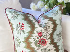 Whitney English Bedford Chintz Olive Green and Light Blue Pillow Cover | Grandmillennial Chinoiserie Decor