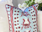 Danika Herrick Burgundy and Blue Ikat Pomegranate Pillow Cover | Grandmillennial Chinoiserie Decor