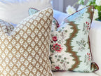 Danika Herrick Ralphie Cream and Brown Floral Block Print Pillow Cover | Grandmillenial Decor