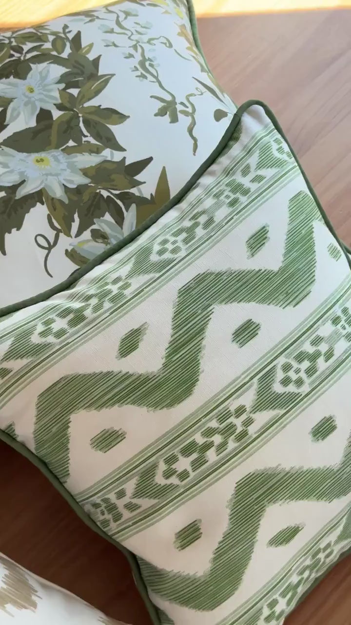 Whitney English Garlow Green and Cream Floral Pillow Cover | Grandmillenial Decor